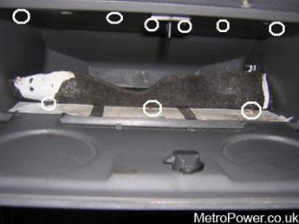 remove screws from metro glovebox