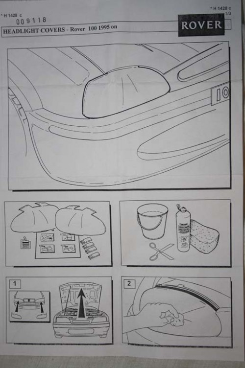 rover 100 headlamp covers fitting instructions page 1