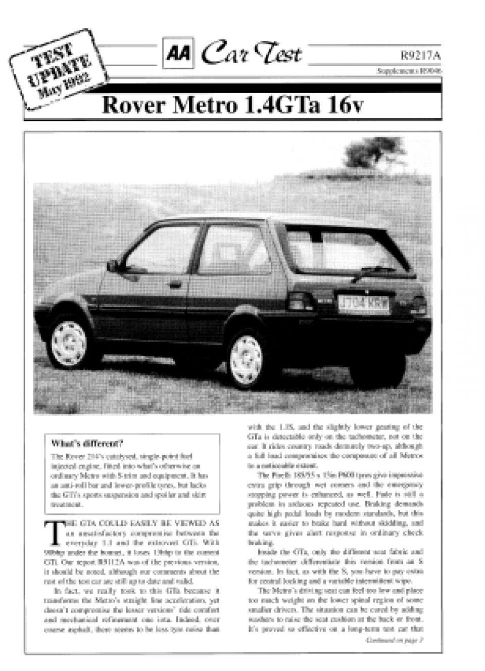 Car Test - Rover Metro 1.4GTa