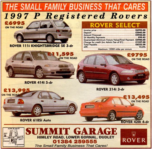 Summit Garage Rover adverts (1997)