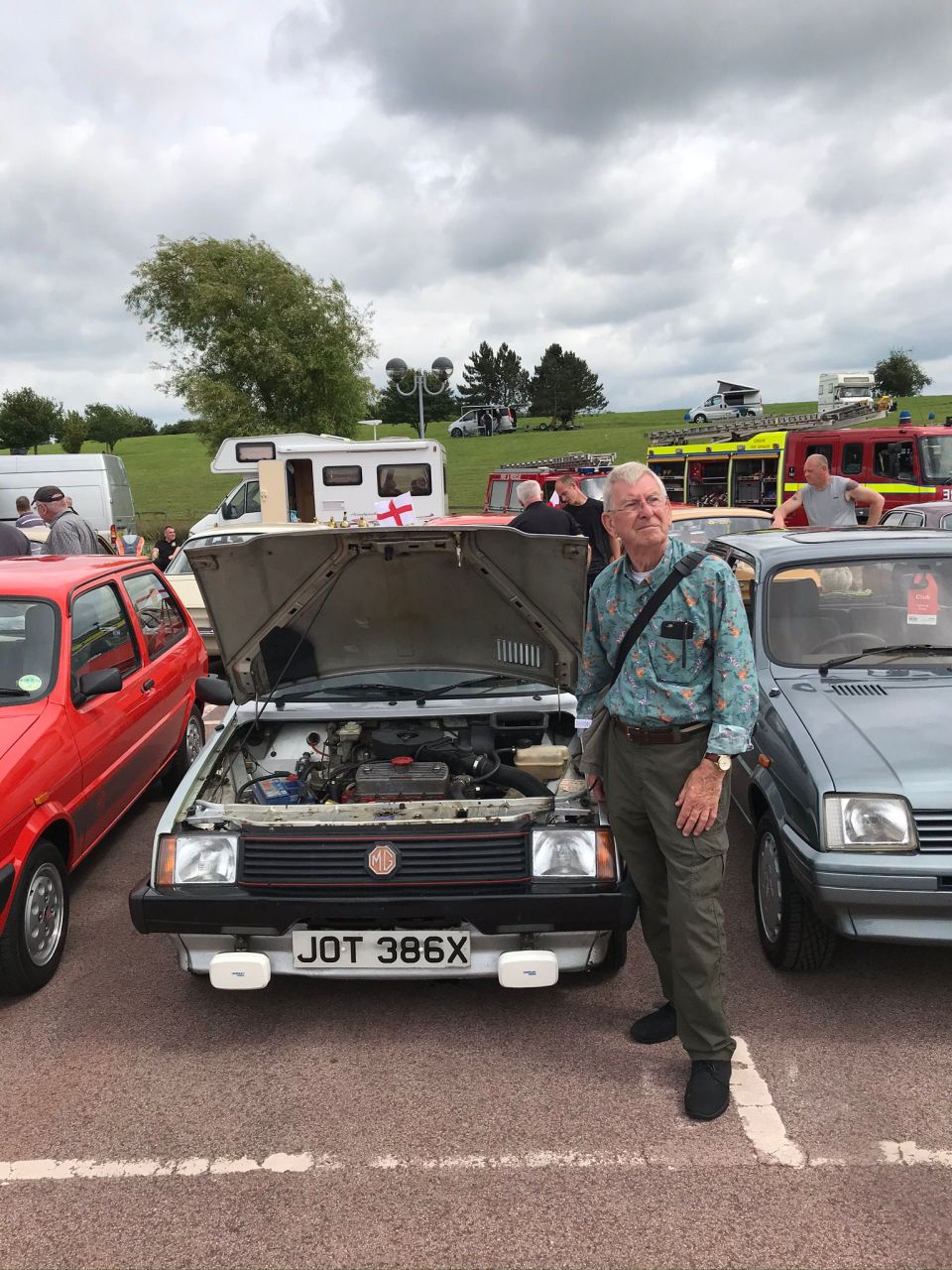 Harris Mann pictured with Martin McFeely&#039;s MG Metro at the British Motor Museum, Gaydon